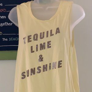 Express One Eleven Yellow Muscle Graphic Tequila Tank Top SZ S